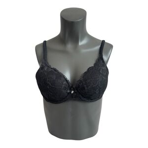 Women’s Bra Victoria’s Secret Black Sheer Floral Lace Bra Padded Bra Lingerie